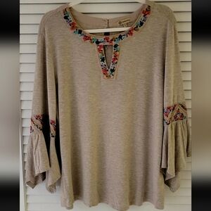 Desigual Beige Top with Colorful Floral Accents